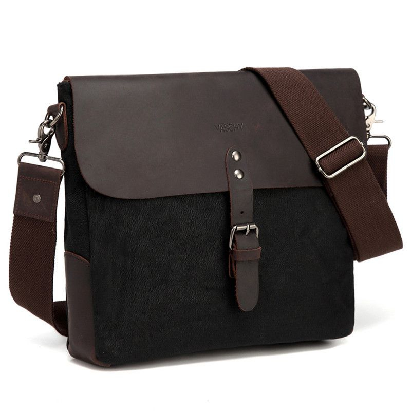 Premium Canvas Leather Messenger Laptop Bag for Men - Leatherya